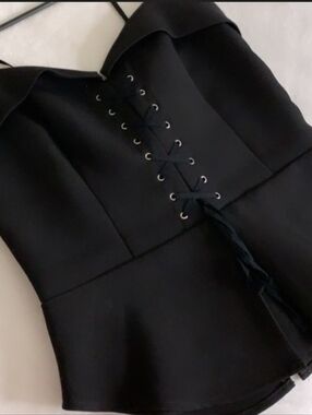 Express Black Lace-Up Corset Tank Top